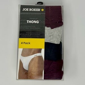 Joe Boxer Men's Thongs 4-Pack - Black, Light Gray, Maroon MEDIUM